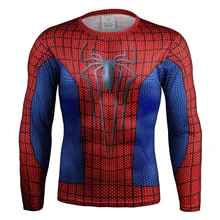 Top qualität kompression t-shirts Superman/spider man/captain america/Hulk t-shirt männer fitness männer t shirts langarm