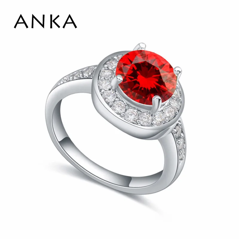

ANKA luxury brand vintage round zircon ring fashion new rhodium plated jewelry bridal set rings gift for women wedding 18437