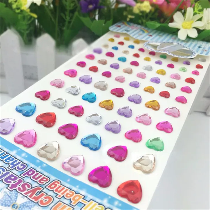 4 Heart Motif Rhinestones Flat-back Beads Sticker Phone Car Nail Rhinestones Sticker Jewelry Accessories For Diy Women
