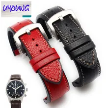 UYONG Italy break leather strap universal men s watch waterproof TPU base 22mm red and black