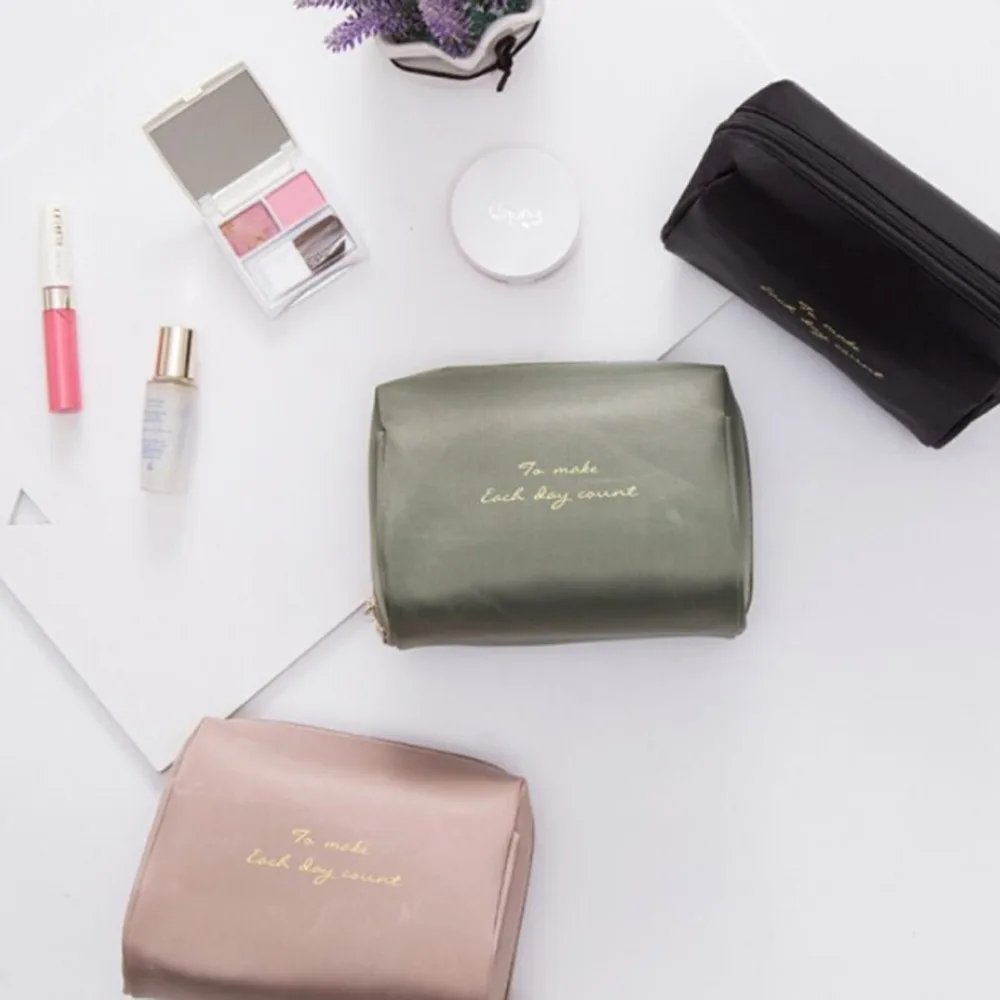 

Korean Version Simple Women Small Cosmetic Bag Organizer Travel Dressing Case Toiletry Bag Portable Make Up Pouch Solid Color
