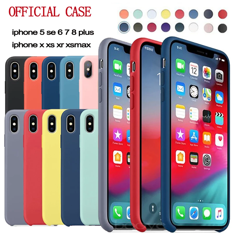 

Original Silicone Case For iPhone 7 Xs Max XR Have LOGO Official Case For iPhone X 8 Plus Cover For Apple iPhone 6 6s 5s