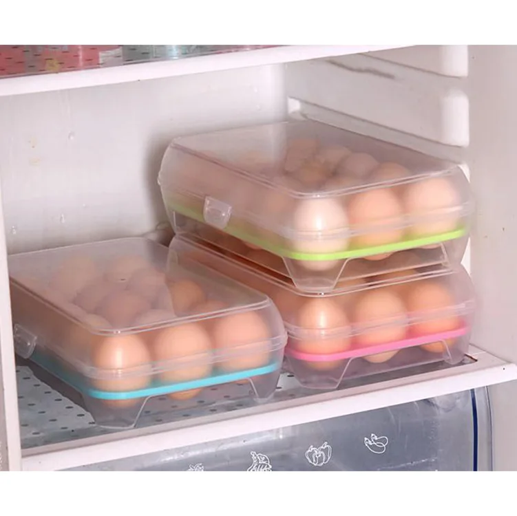 2019 Kitchen 15 Grid Egg Storage Box Organizer Refrigerator Storing Egg Eggs Organizer Container Storage Egg Racks and Shelf