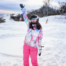 Зимняя женская лыжная куртка+ брюки водонепроницаемые ветрозащитные теплые костюмы для сноуборда женский лыжный костюм для альпинизма