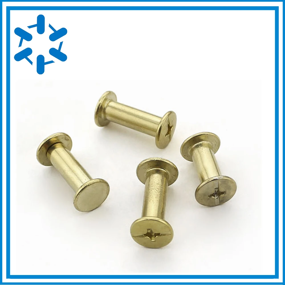 20sets/lot Sex bolt chicago screw book binding post screws brass plated