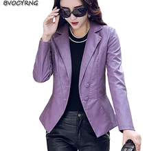 Высокое качество Весна и осень Женское кожаное пальто костюмы куртка кожаная одежда нового размера плюс 5XL тонкая верхняя одежда для женщин K0167