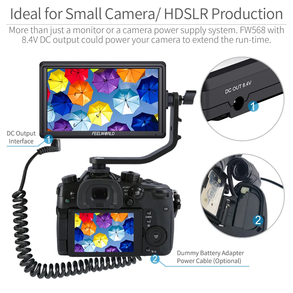  FEELWORLD FW568 5.5 inch 1920x1080 On Camera Field DSLR Monitor Small Full HD IPS Video Peaking Foc