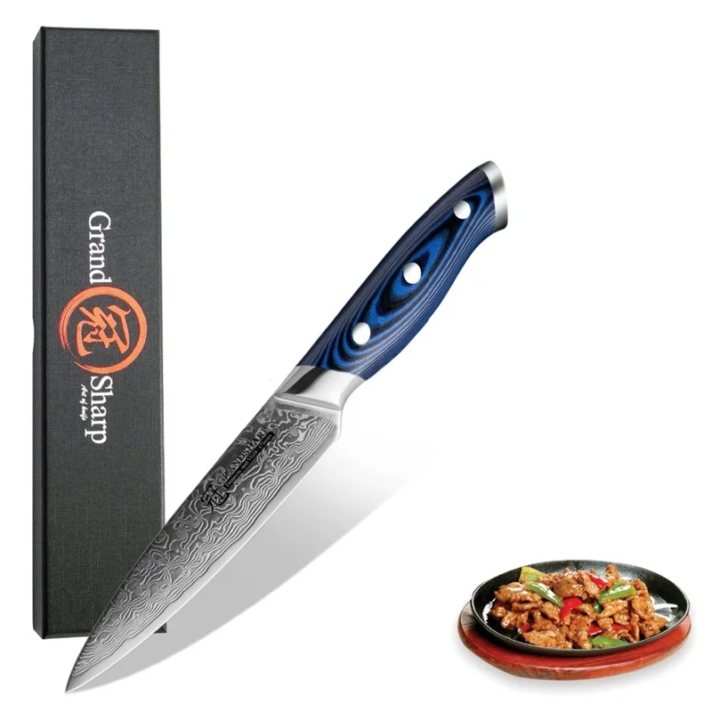 utility knife Grandsharp Дамасские Ножи шеф-повара японские Дамасские кухонные ножи VG10 шеф-повара Santoku кухонные ножи с ручкой G10 - Цвет: utility knife