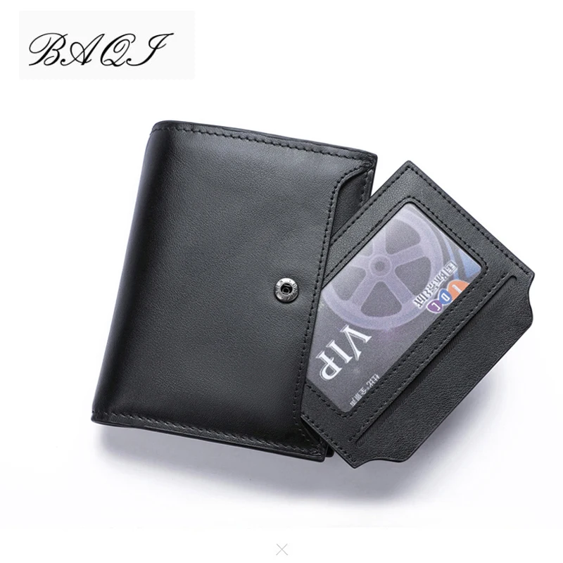 

BAQI Brand Men Wallet Genuine Leather Cow Leather High Quality Men Coin Purse Card Holder 2019 Fashion Man Zipper Wallet Short
