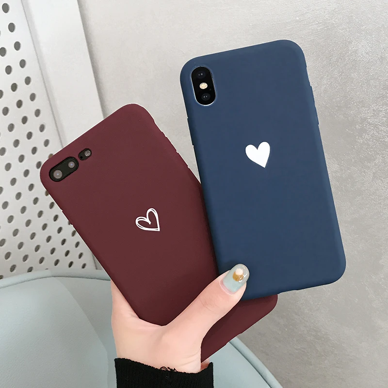 

silicon tpu shell Matte phone cases for iphone X XR XS XS Max love heart Soft TPU case For iphone 6 6s 7 8 plus back cover
