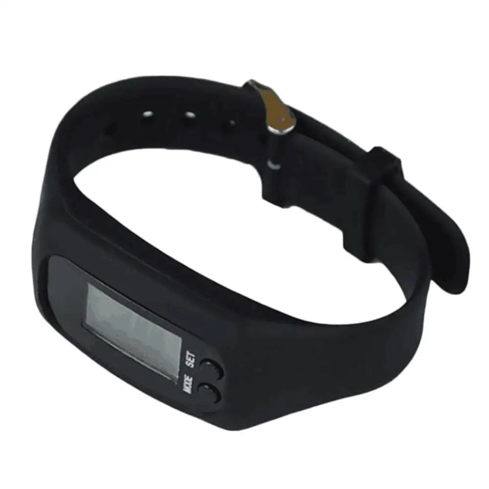 ЖК-Смарт наручные часы браслет шагомер спортивный монитор Бег упражнения счетчик шагов Фитнес Силиконовый браслет - Цвет: Black