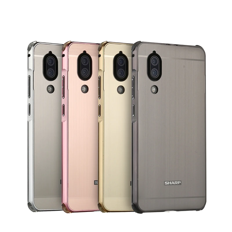 

For AQUOS S2 Case 5.5 inch Brushed Back Cover Hard Case with Plating Metal Frame Case for AQUOS S2