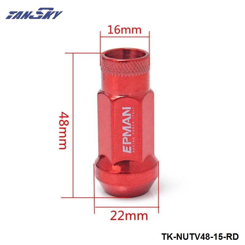 Гоночный красный 48 мм стальной открытый Exhtended колеса Желудь обода гайки набор 12*1,5 тюнер 20 шт с ключом TK-NUTV48-15-RD
