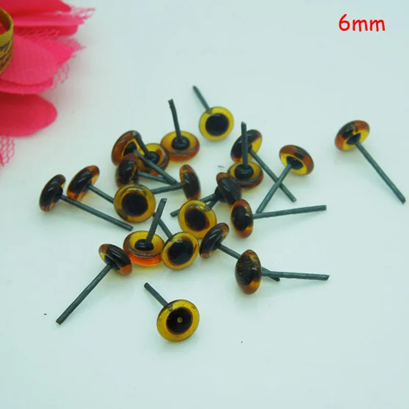 

100pcs/50paris Doll Glass Eyes On Wire amber/brown color bears eyes 6mm wholesale