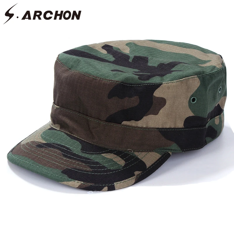 

S.ARCHON US Army Camouflage Military Sailor Hats For Men Soldier Sniper Combat Tactical Caps Unisex Paintball Airsoft Camo Hats