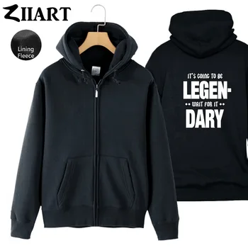 

himym black white letters it's going to be legendary wait for it Woman Full Zip Fleece Hooded Coat Jackets Autumn Winter ZIIART