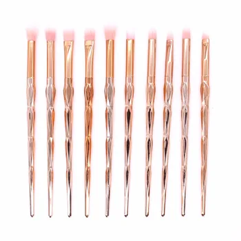 

Gold 10 PCS Diamond Plastic Eyeliner Makeup brushes sets Lip Concealer Nose Eye Shadow Eyebrow Brush Beauty Make up Tools kits