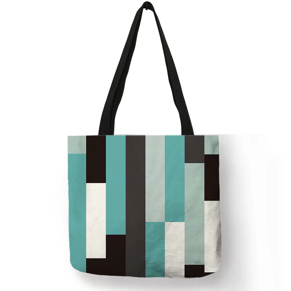 

Good Quality Premium Contrast Color Handbag Geometry Abstract Pattern Tote Bags Lady Girls Fashion Practical Decor Shoulder Bag