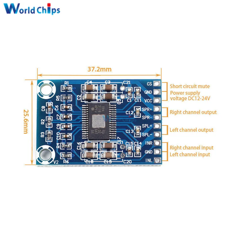 DC 12 V 24 2x50W 2*20 W двухканальный Мини цифровой усилитель D класса TPA3116D2 мощности плата