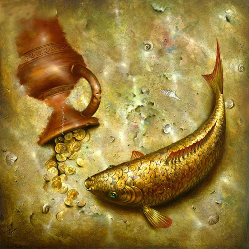 Home Decor 5D DIY Diamond Painting Carp And Coin Cross Stitch Mosaic Embroidery Fish Needlework Rhinestone Gift | Дом и сад