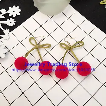 

200Pair/lot Exaggerate Fashion Large Fur Pom Pom Ball Long Fashion Earring For Women Sale Pompom Christmas Earrings Drops