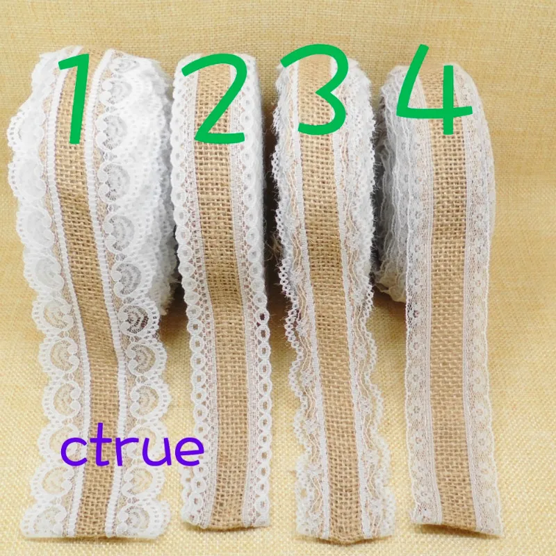 1m Diy Jute Burlap Hessian Lace Ribbon Roll White Black Lace Trim