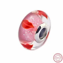 День Святого Валентина подарок поцелуй все вокруг муранского стеклянные бусины Сделай Сам Fit PANDORA Подвески Серебро 925 для женщин Изготовление ювелирных изделий P5043