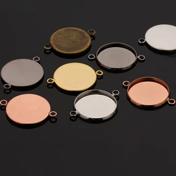 

LINSOIR 10pcs Gold Color Necklace Pendants Base 12 14 16 18 20 mm Cabochon Settings Tray Connectors For Jewelry Making DIY F3329