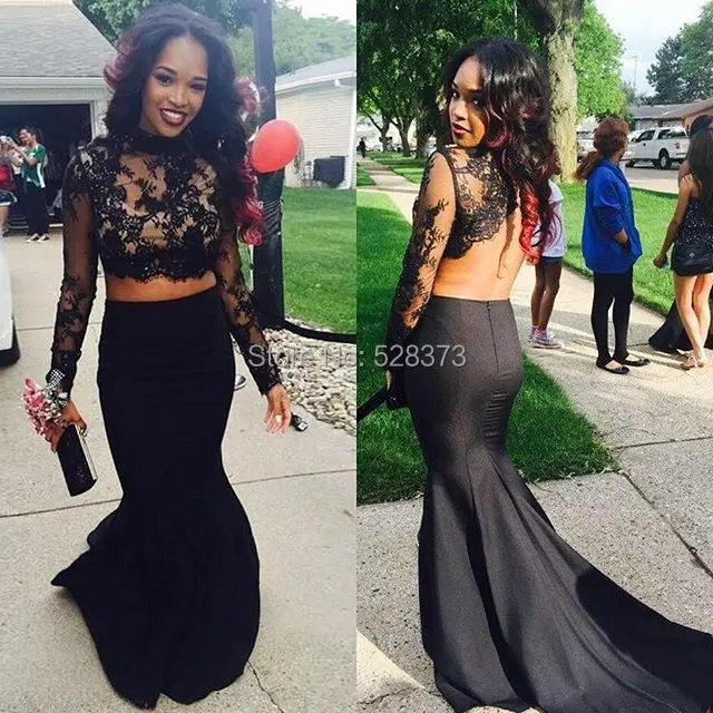 

Женское кружевное платье-Русалка YNQNFS PD18, из двух предметов, с длинными рукавами и открытой спиной, для выпускного вечера, 2018