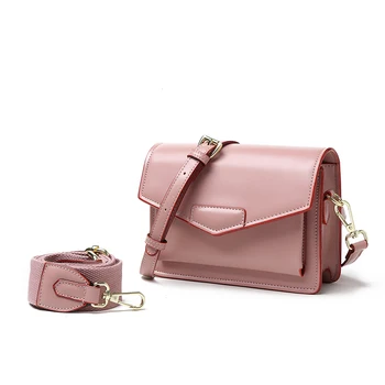 

Sweet Lady Pink Shoulder Bag Valentine's Day Gifts for Girlfriend Fashion Solid Color Wide Shoulder Strap Crossbody Business Bag