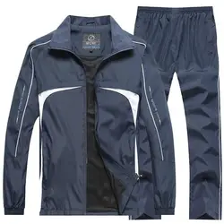 Новый Для Мужчин's Демисезонный комплект верхней одежды Для мужчин спортивная одежда Комплекты из 2 предметов спортивный костюм куртка +