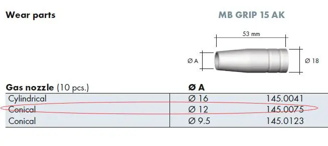 MB15 MIG CONSUMABLES KIT CONTACT TIPS SHROUD NOZZLE HOLDER SPARES MIG100/130 MB15 MIG CONSUMABLES KIT CONTACT TIPS SHROUD NOZZLE HOLDER SPARES MIG100/130