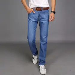 Uwback 2018 Лето Для мужчин прямые брюки мыть Зауженные джинсы брюки мужские Повседневное джинсовые штаны средней посадки длинные брюки плюс
