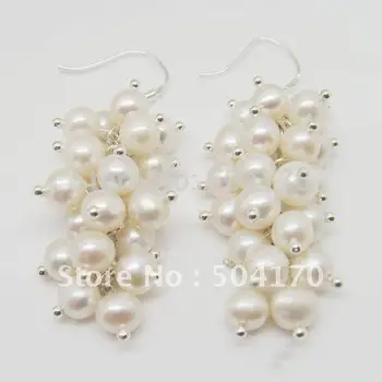 

4-5mm AA Natural Pearls Earrings Grape Pearls Drop Dangle Earrings 5 pairs/lot Free Shipping ER003