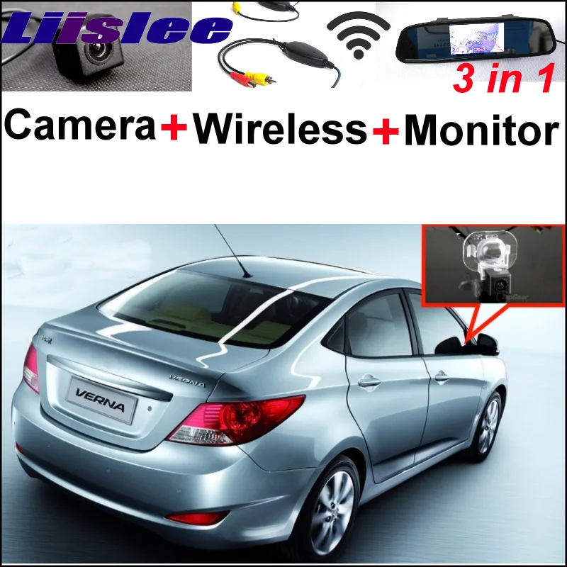 Special Rear View Camera + Wireless Receiver + Mirror Monitor 3 in 1 Easy Parking System For Hyundai i25 Verna 2012~2015