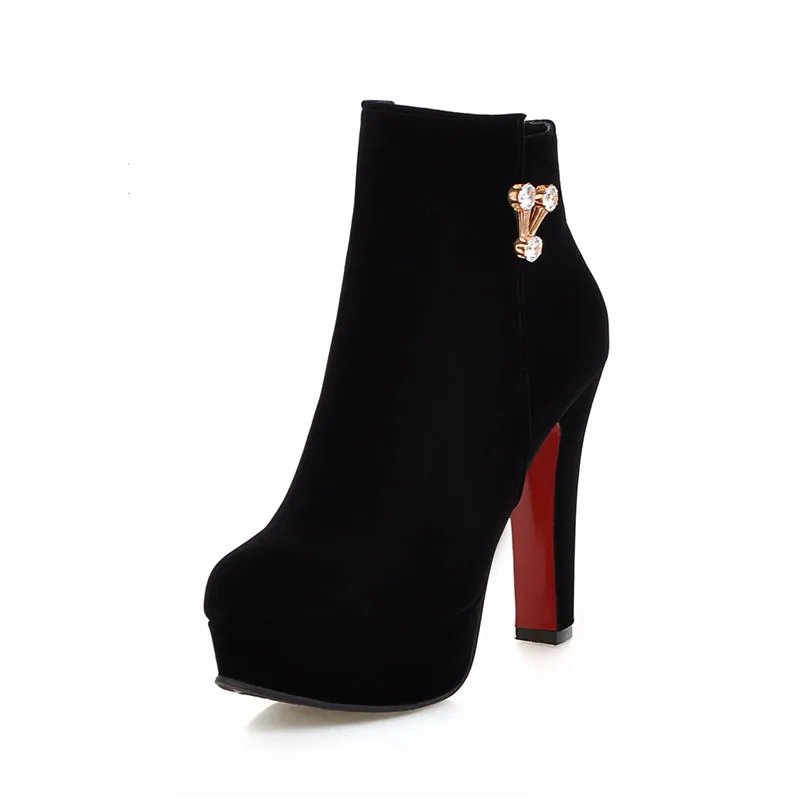 Del Tobillo Invierno Black Para rojo Smeeroon light Las Zapatos Botas Blue Plataforma Zip Otoño Dedo Tacones Popular Redonda Super Mujeres Pie 07SqSUw5
