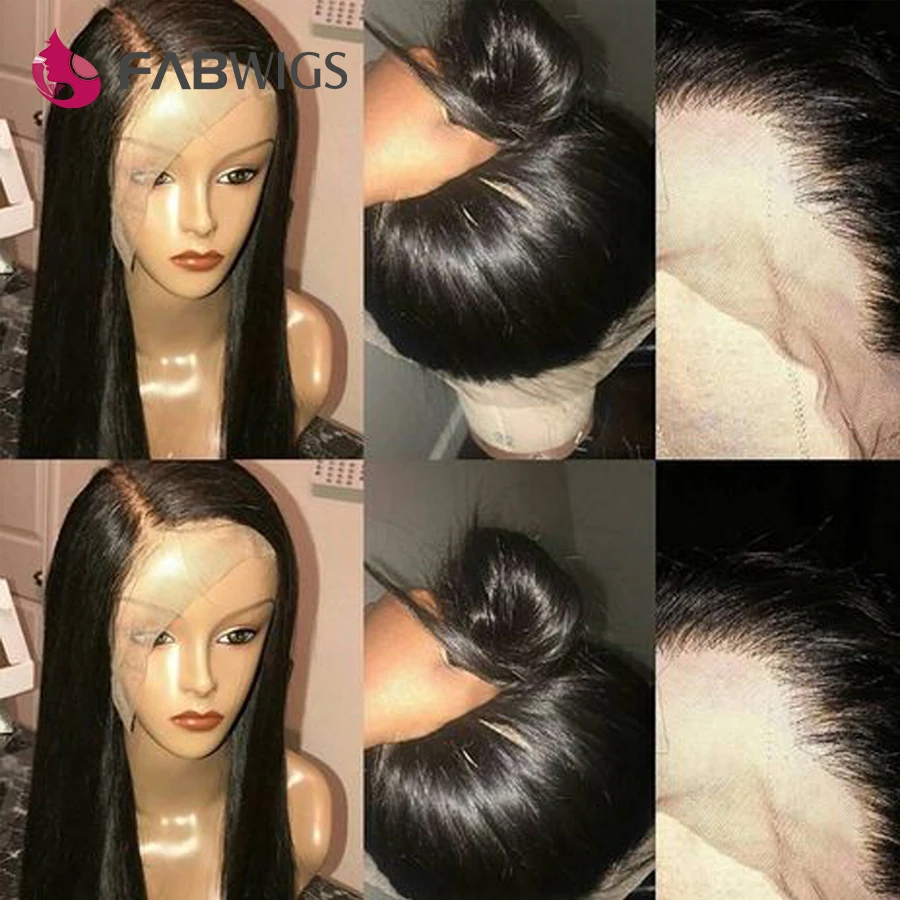Fabwigs 360 синтетический Frontal шнурка волос Парик предварительно сорвал с ребенком волос Малайзии прямые Синтетический Frontal шнурка вол