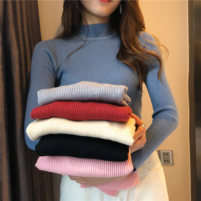Winter Knitting Sweater Pullovers Women Long Sleeve Tops Turtleneck Knitted Sweater Chic Woman Clothes Female Casual Streetwear