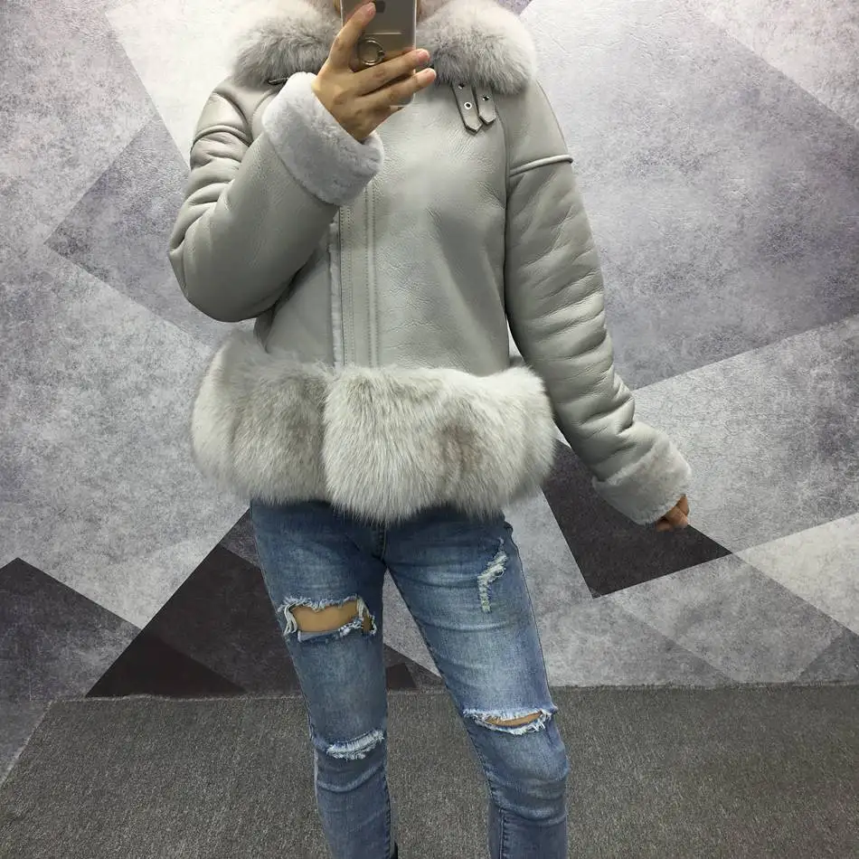 women genuine leather jacket with fur (3)