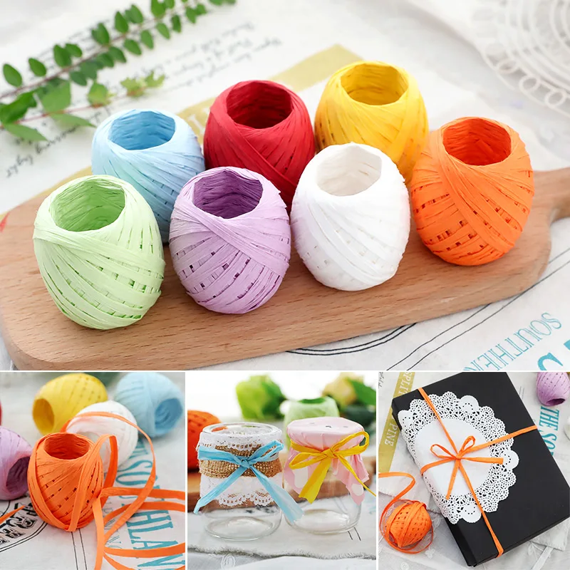 

20M/Roll Paper Rope Raffia Ribbon Natural Rope Candy Gift Packing Scrapbooking Crafts Wedding Birthday Party Decoration