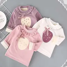 Детская одежда для девочек; сезон осень; флисовая блузка с ворсом для маленьких девочек; футболка с рисунком; свитер для девочек; Верхняя одежда без подкладки; бархатная одежда