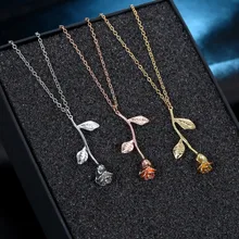 VKME – collier avec pendentif fleur de Rose pour femmes, 3 couleurs, Vintage, Boho, botanique, Glamour, mode, cadeaux de fête
