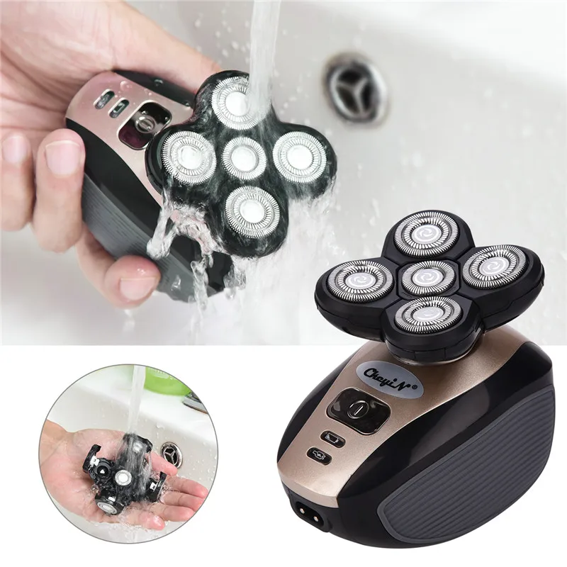 Navalha à Prova Máquina de Barbear Multifunções Barbeador Elétrico Profissional Barba Dwaterproof Água Flutuante Cabeça Cabelo Careca Clipper Grooming Kit 19 prova dwaterproof água flutuante cabeça máquina de
