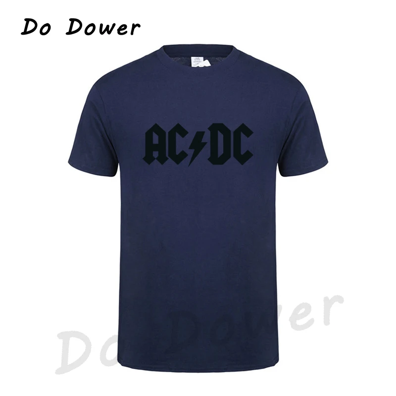 Новинка, Camisetas AC/DC Band Rock, Мужская футболка с графическим принтом Acdc, Повседневная футболка с круглым вырезом, хип-хоп, короткий рукав, хлопковый топ - Цвет: Navy Blue