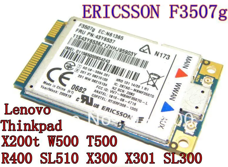 Разблокированная беспроводная карта для Lenovo Think * Pad Ericsson F3507g 43Y6513 3G WWAN card X200S T400 SL400