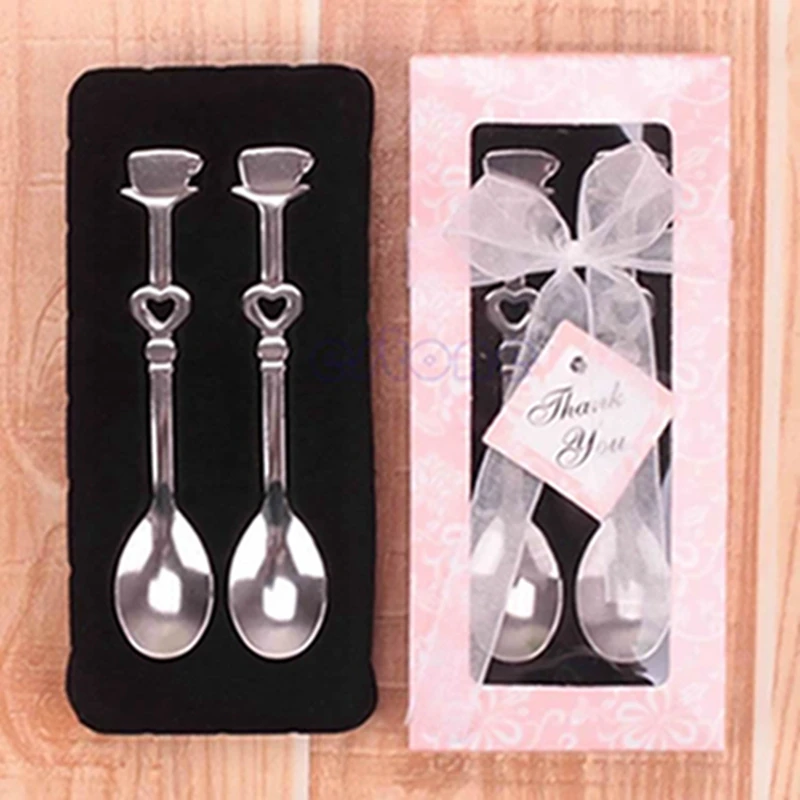 

1 Pair LOVE Drink Tea Coffee Spoon Bridal Shower Wedding Party Favor Discount Gift HT0809
