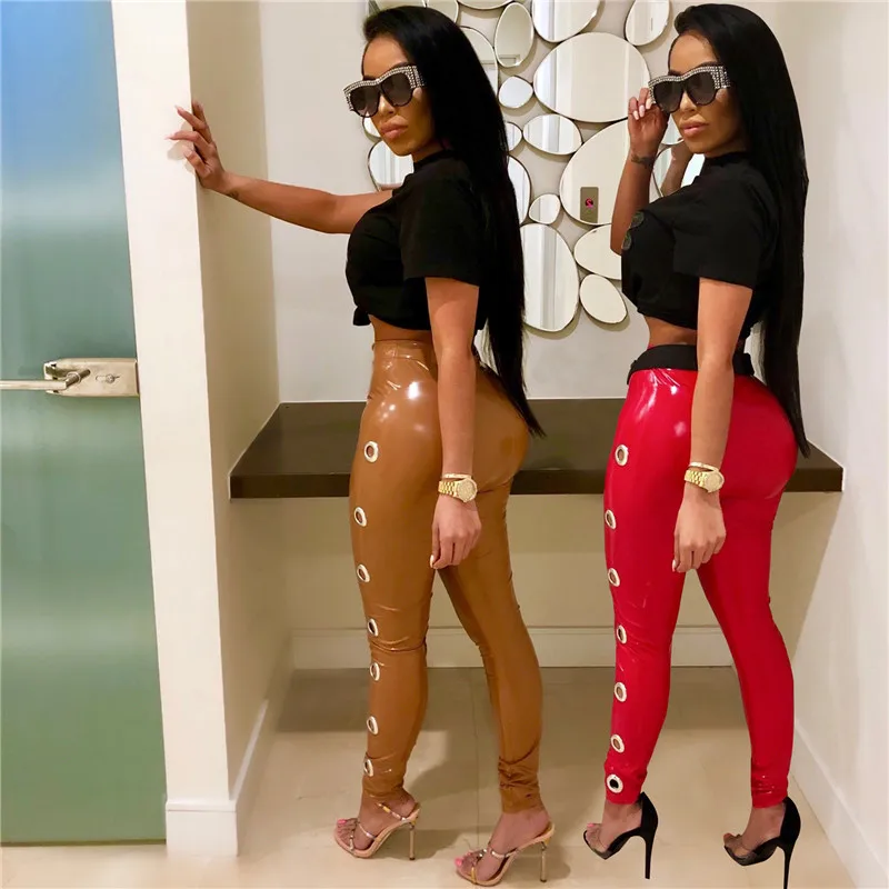 

High Waist PU Leather Pants Women Fashion Korean Sexy Party Punk Skinny Pants Black Tight Pencil Pants Ladies Leather Trousers