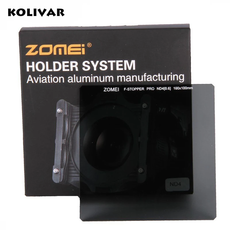 KOLIVAR Zomei Square Filter ND4 Pro Optical Glass 100x100 2-stop ND 0.6 ND Filter for Cokin Z Series Lee Hitech Singh-Ray Holder