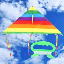 Cometa colorida de cola larga de arco iris, poliéster, juguetes de vuelo de cometas al aire libre para niños, cometa de Surf para acrobacias con barra de Control y línea