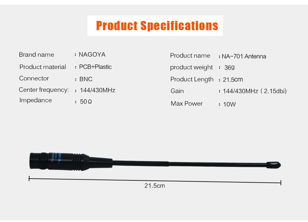 NAGOYA NA-701 BNC Двухдиапазонный VHF/UHF 144/430 МГц антенна для IC-V8 IC-V82 IC-V85 IC-V87 IC-V89 IC-U82 ICOM TK100 TK200